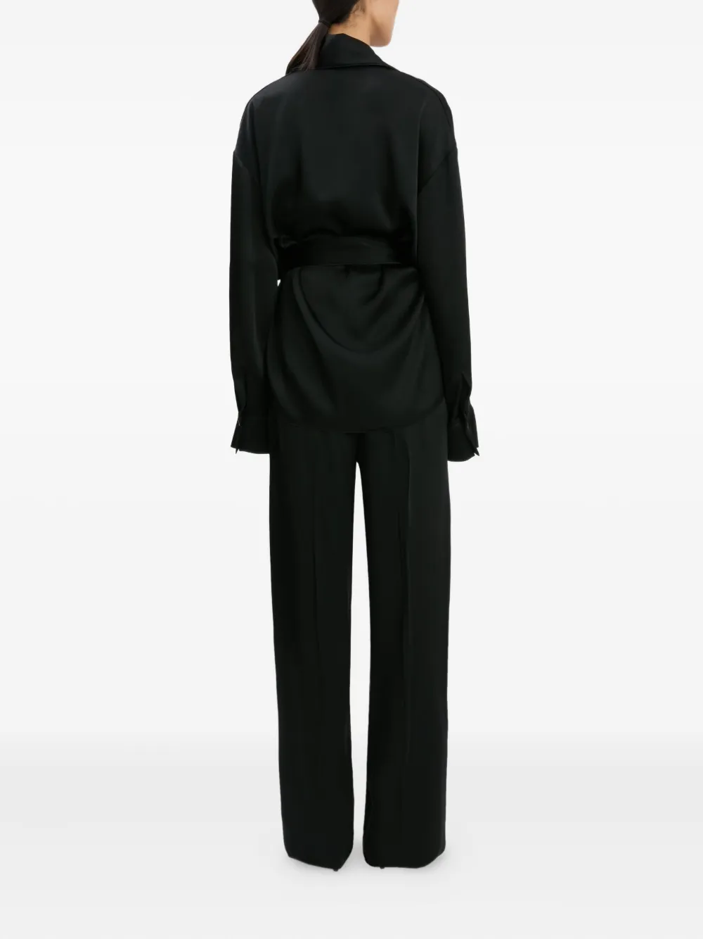Victoria Beckham Pleated Wide-leg Trousers In Black