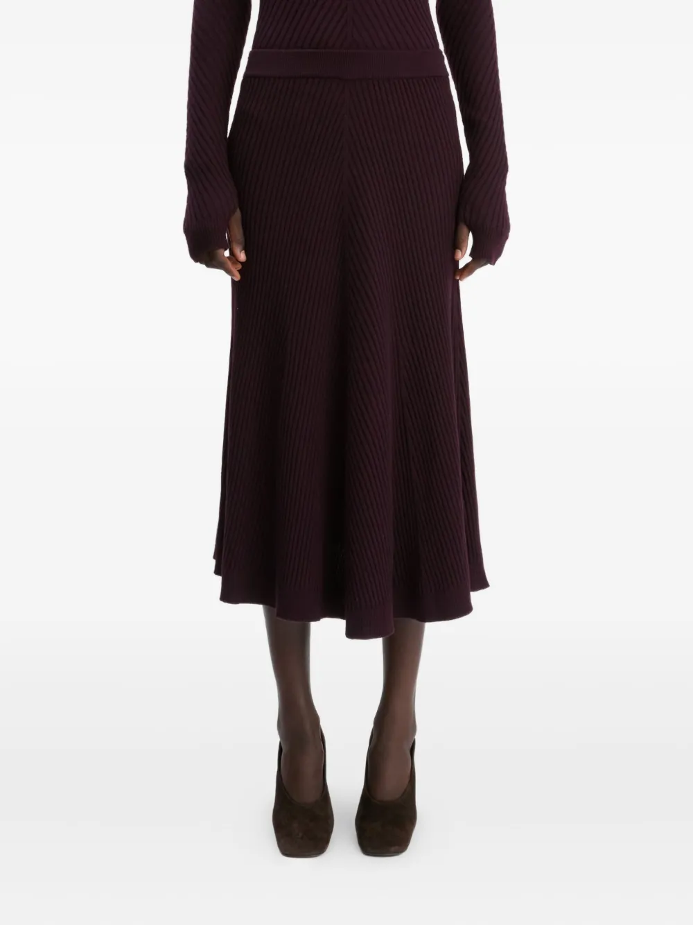 Victoria Beckham ribbed knit midi skirt - Rood