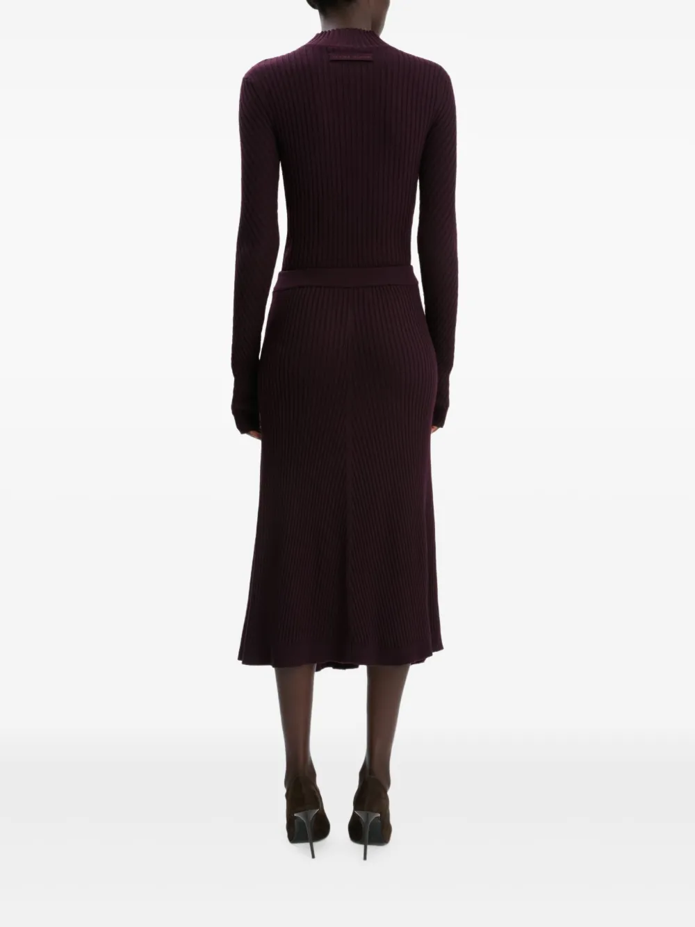 Victoria Beckham Ribgebreide midi-rok Rood