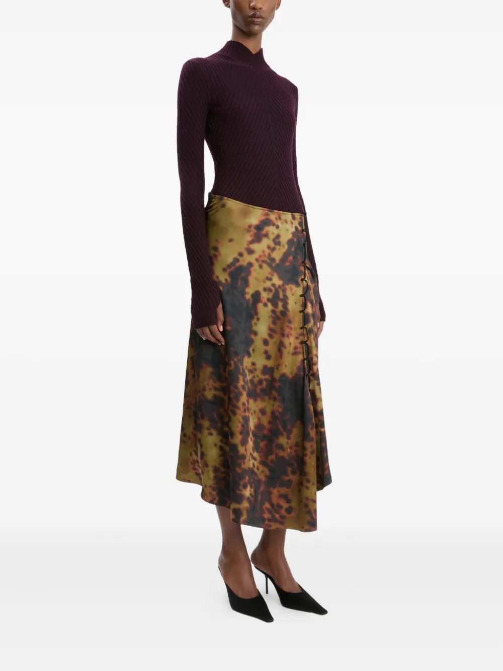 Victoria Beckham rouleau-print skirt - Geel