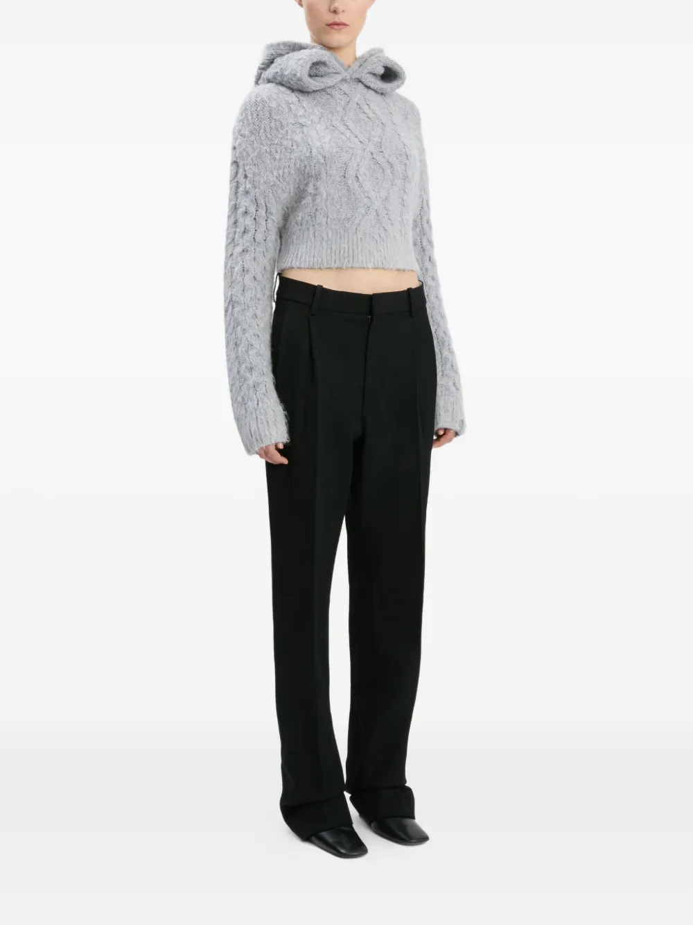 Victoria Beckham Cable-knit Sweater In Gray