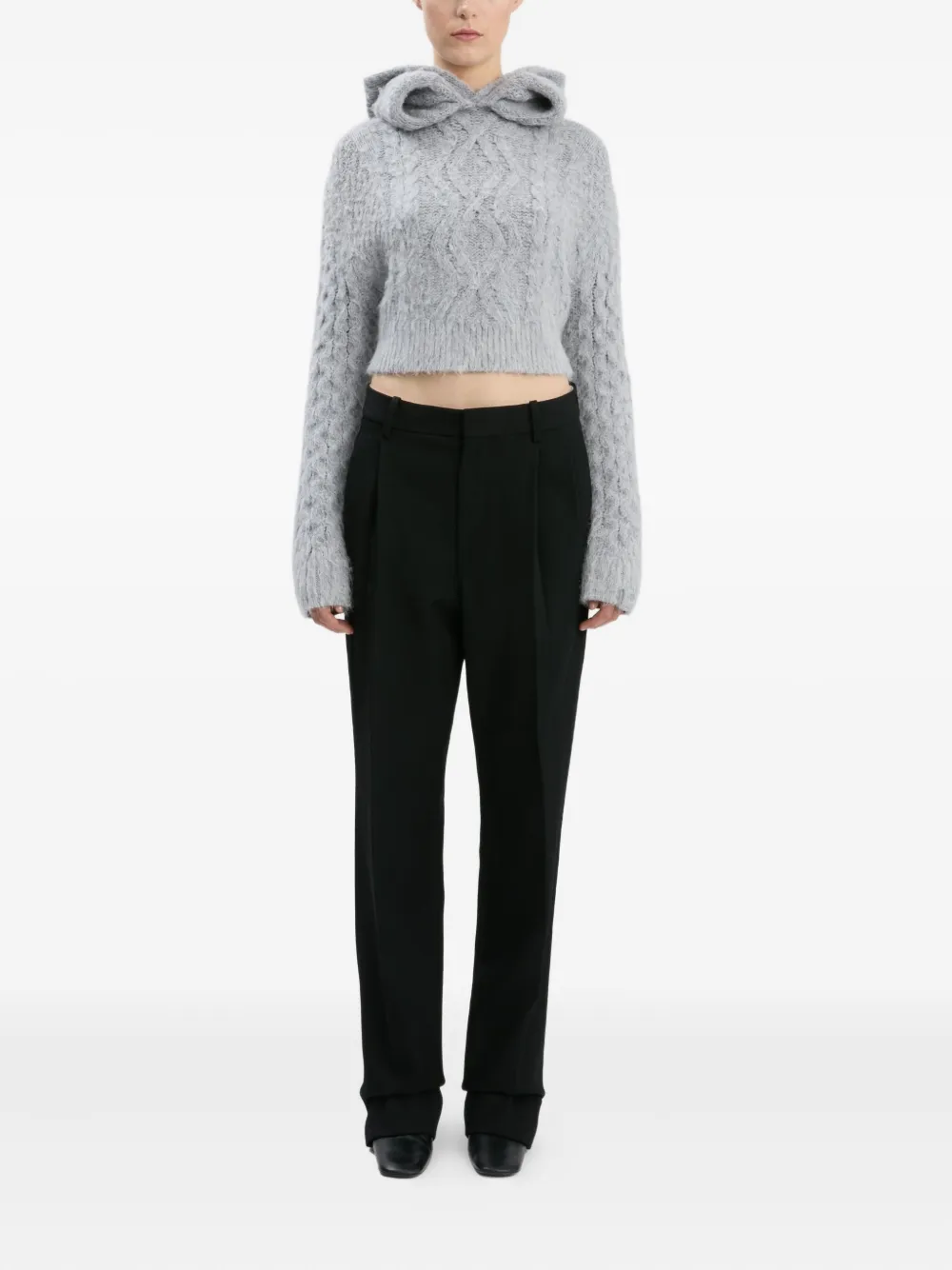 Victoria Beckham Cable-knit Sweater In Gray