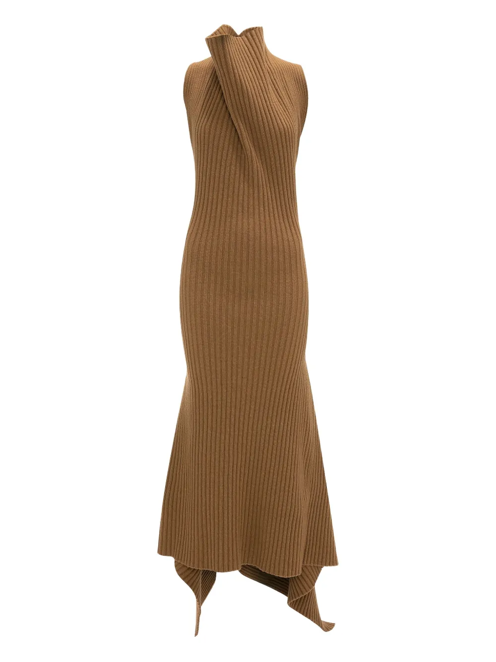 Victoria Beckham ribbed draped midi dress | Neutrals | Image 1