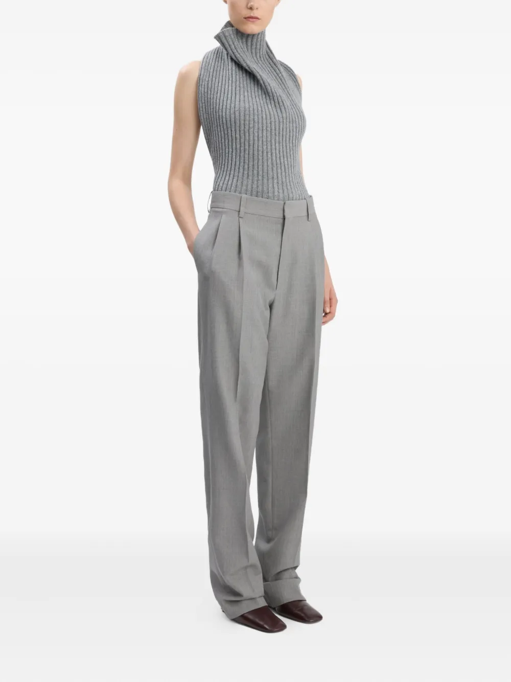 Victoria Beckham Straight broek met verlaagde taille - Grijs
