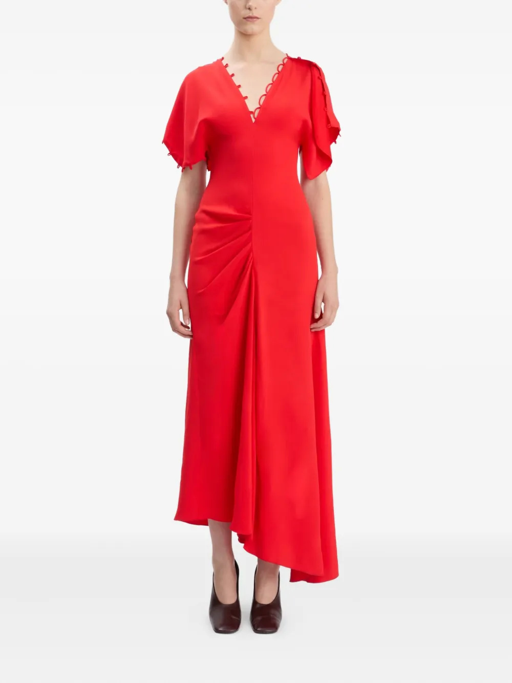 Victoria Beckham rouleaux-detail midi dress - Rood