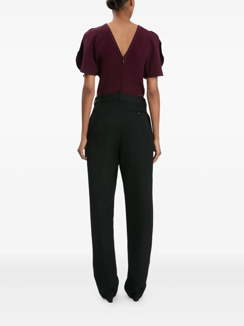 Victoria Beckham Pleated Straight-leg Trousers In Black