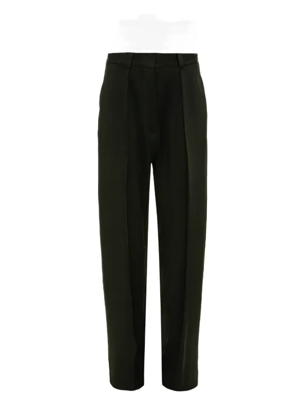 Victoria Beckham Pleated Straight-leg Trousers in Black