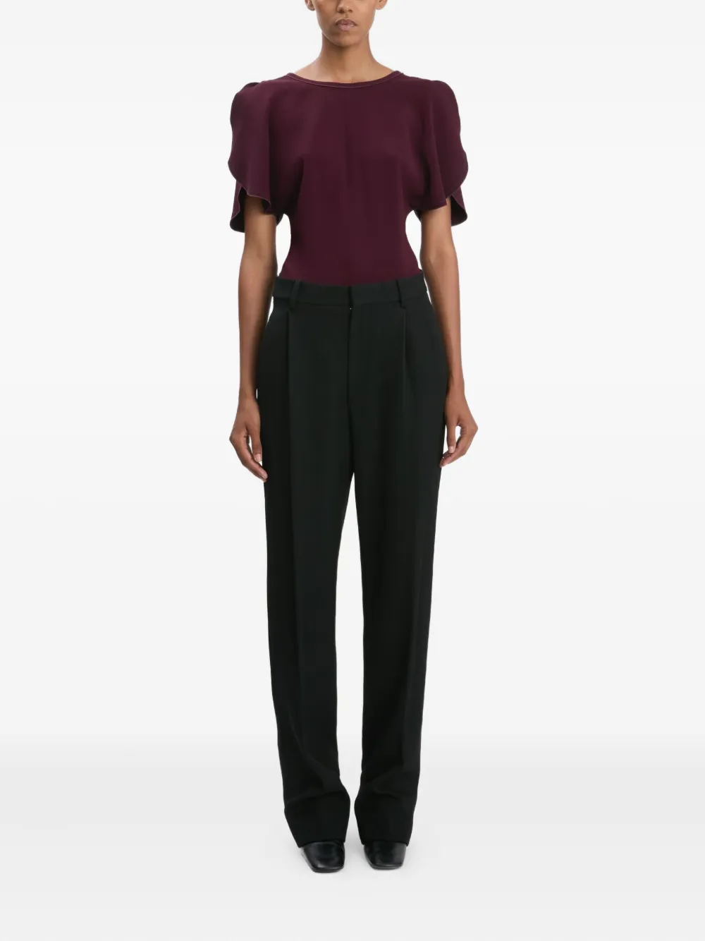 Victoria Beckham pleated straight-leg trousers - Zwart