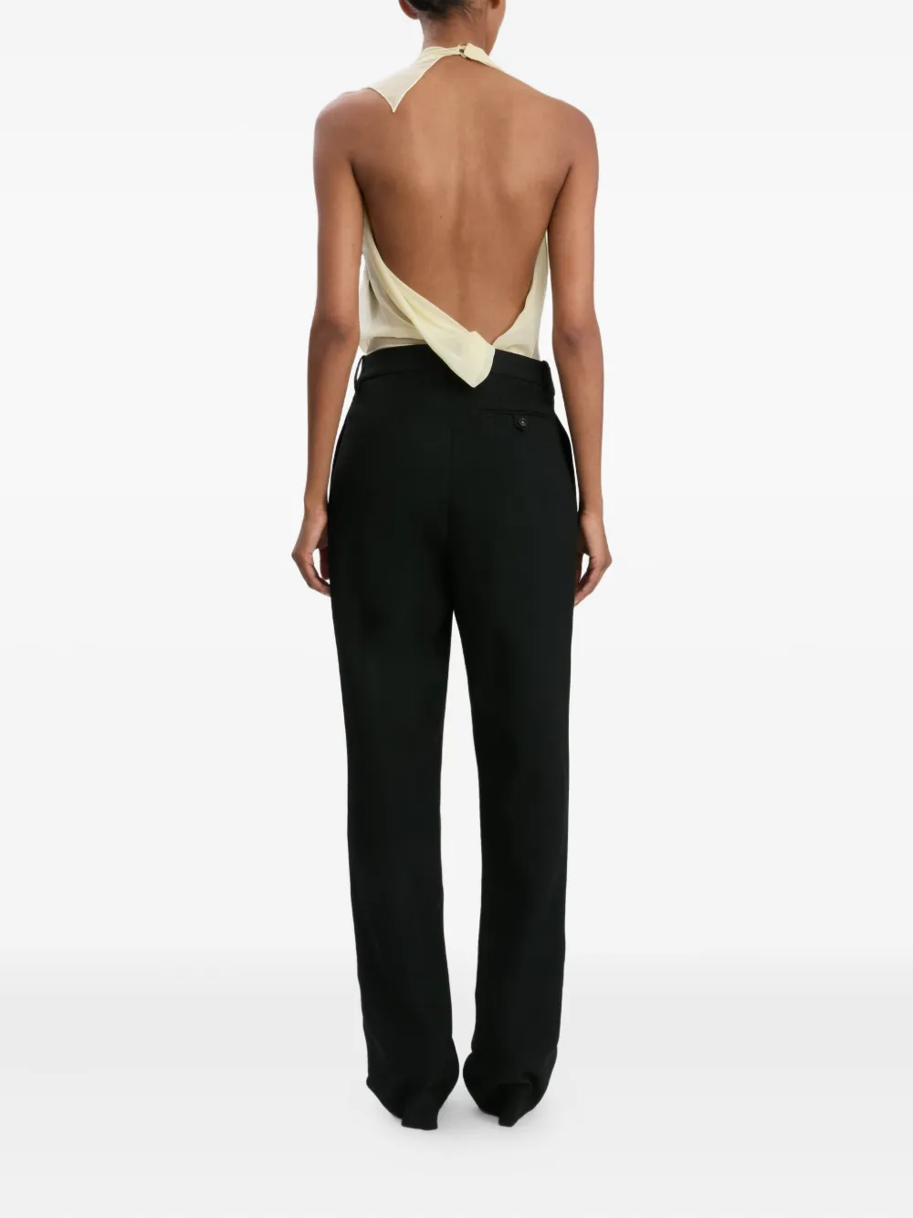 Victoria Beckham Draped Panel Silk Top In Gray