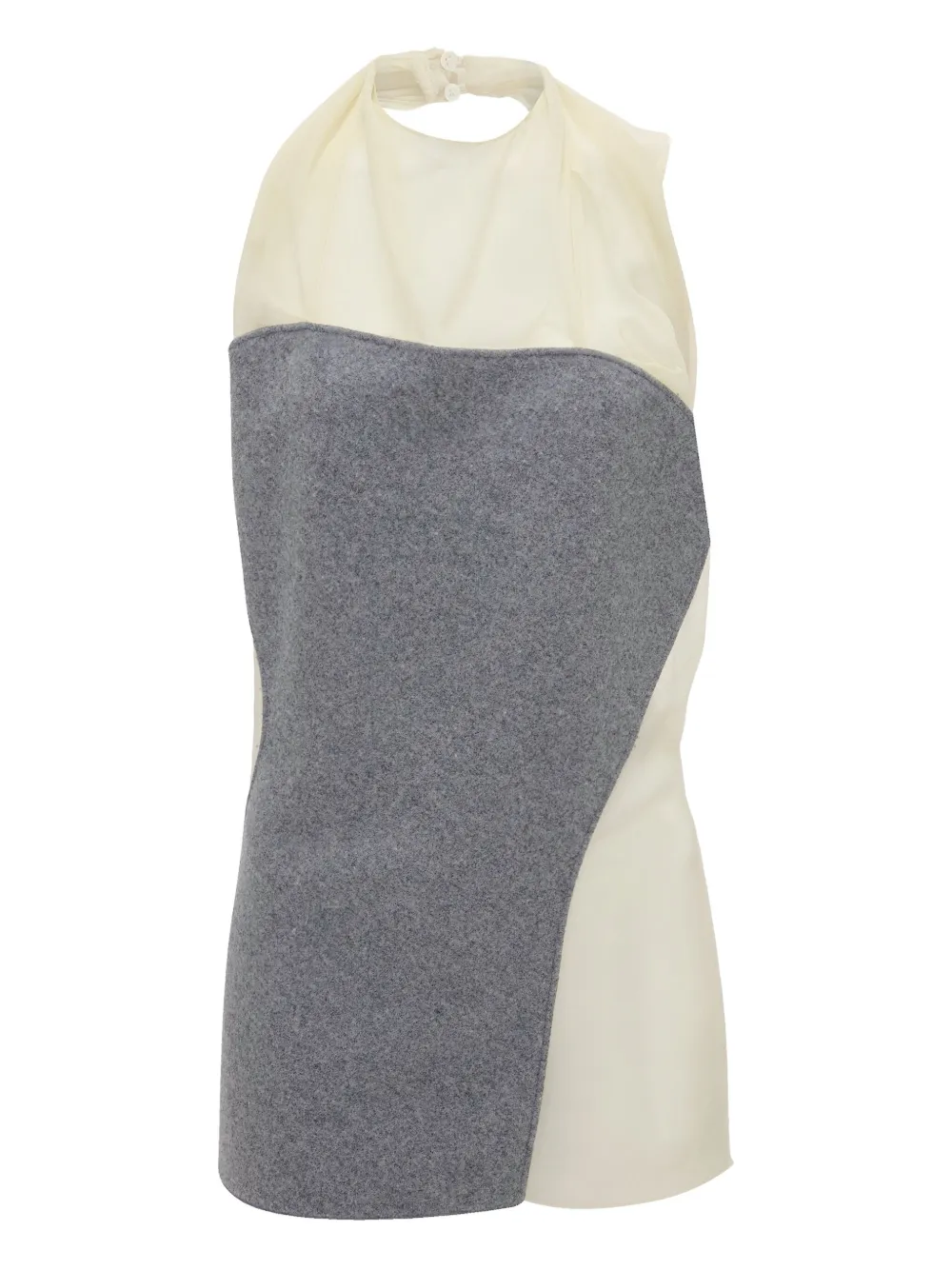 Victoria Beckham Draped Panel Silk Top In Gray