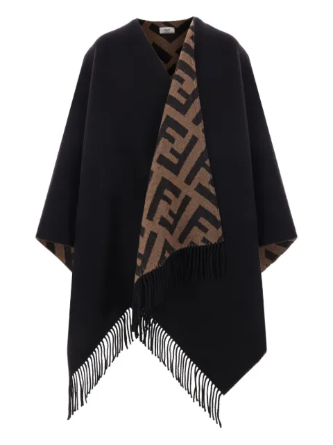 FENDI FF-pattern fringed cape