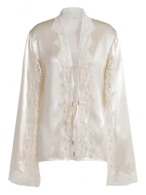 Alberta Ferretti lace V-neck blouse