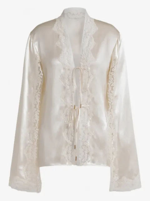 Alberta Ferretti blusa de encaje con cuello en V