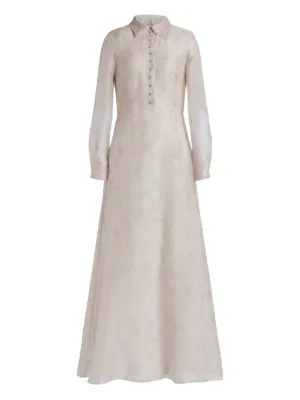 Oscar de La Renta Long-sleeve Maxi Dress - Neutrals