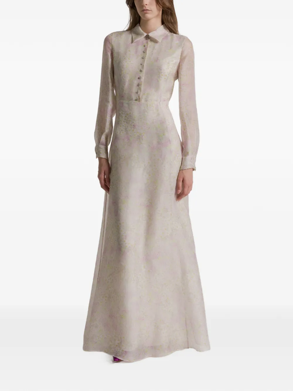 Alberta Ferretti Maxi-jurk met bloemenprint Beige