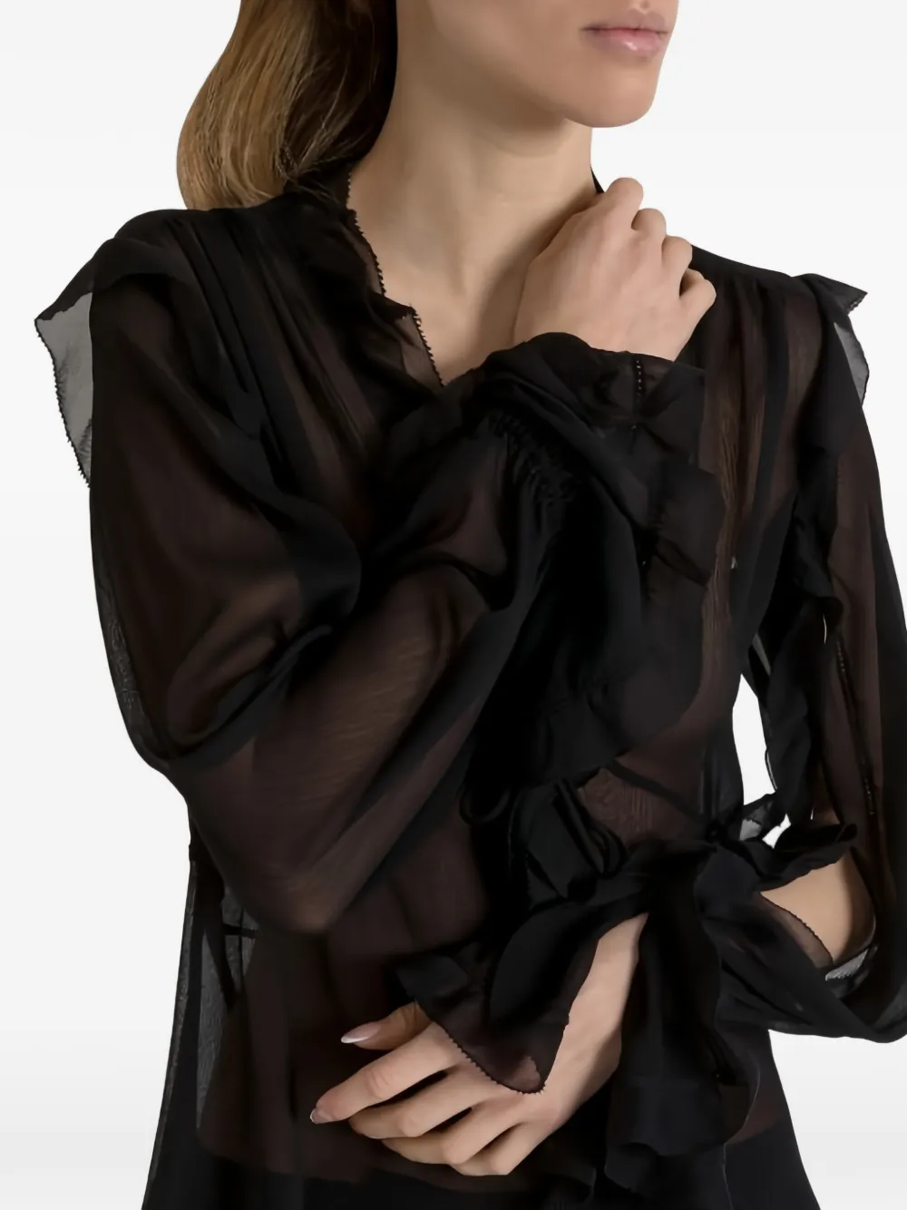 Alberta Ferretti Shirt met ruches Zwart