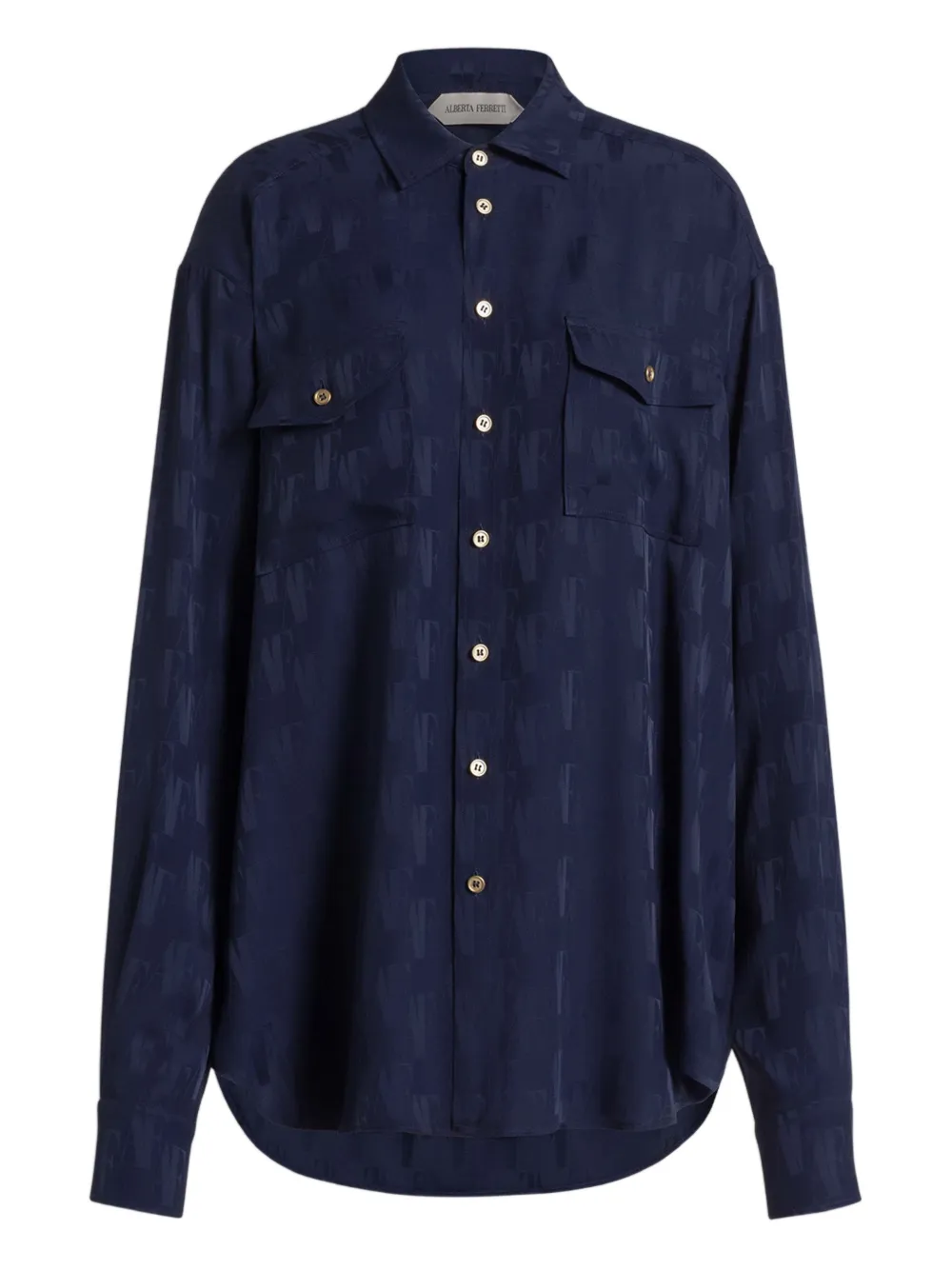 Alberta Ferretti Silk Shirt In Blue