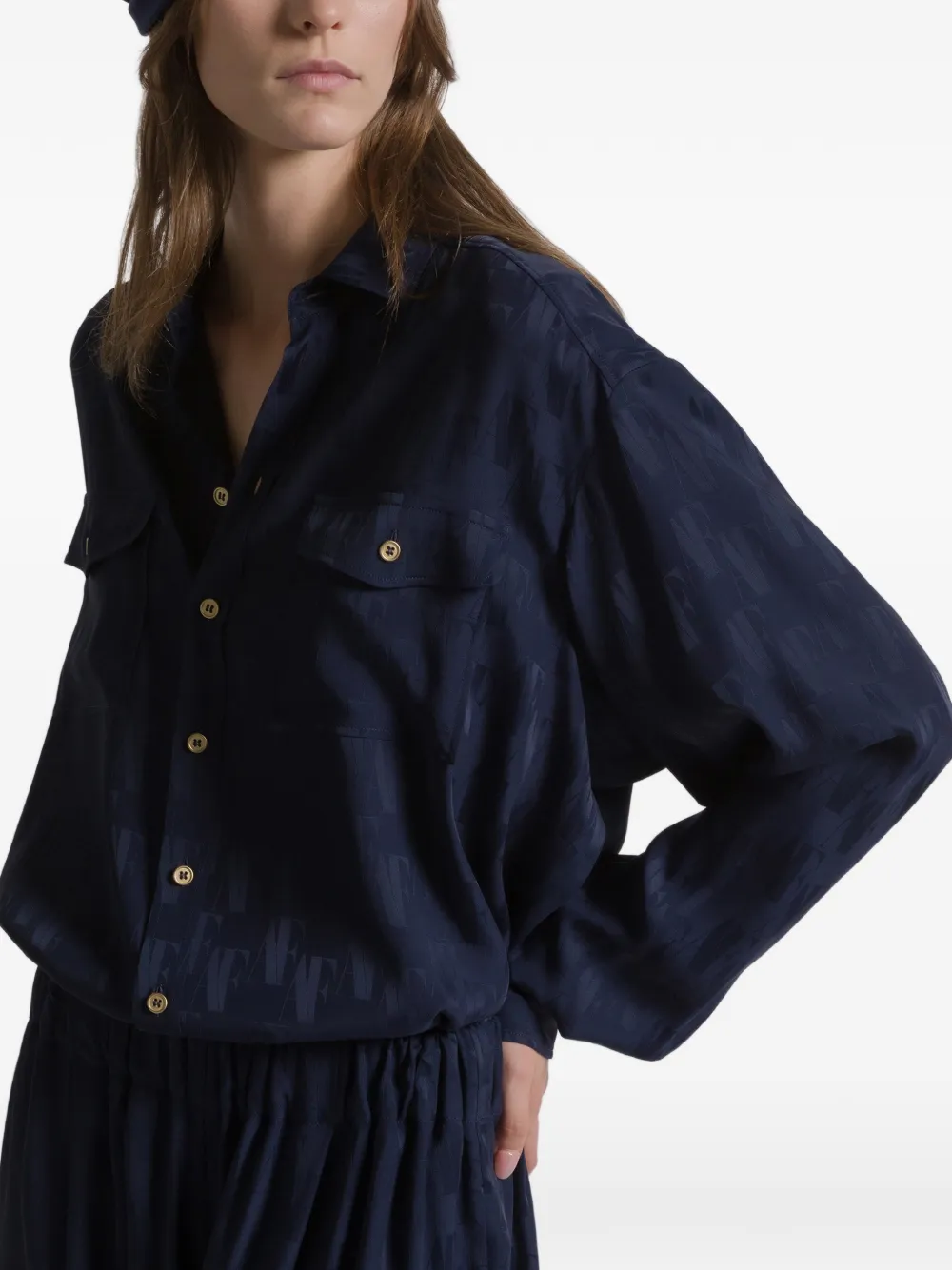 Alberta Ferretti Silk Shirt In Blue