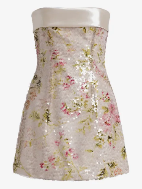 Alberta Ferretti sequin-embellished floral-pattern mini dress