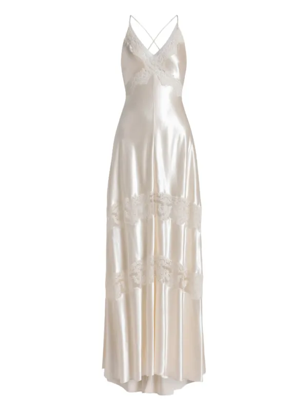 Alberta Ferretti Lace Panel Dress - Neutrals
