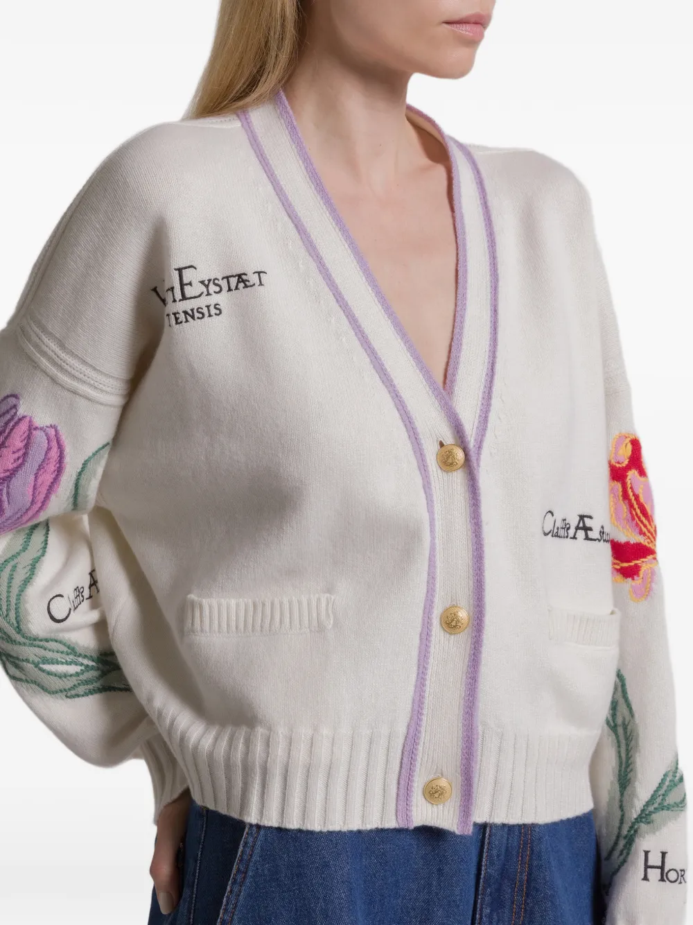 Alberta Ferretti Vest met geborduurde bloemen Beige