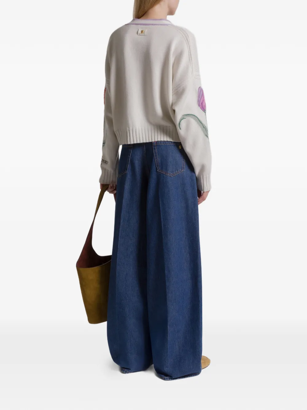  Alberta Ferretti Floral Embroidered Cardigan - Neutrals 