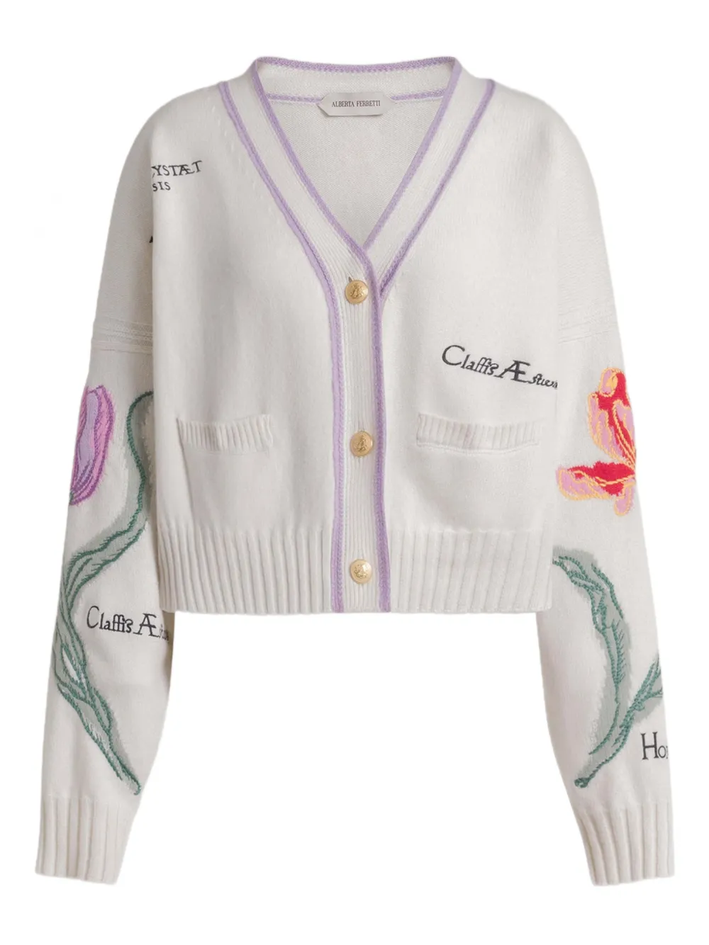 Alberta Ferretti Cardigan con ricamo a fiori - Toni neutri