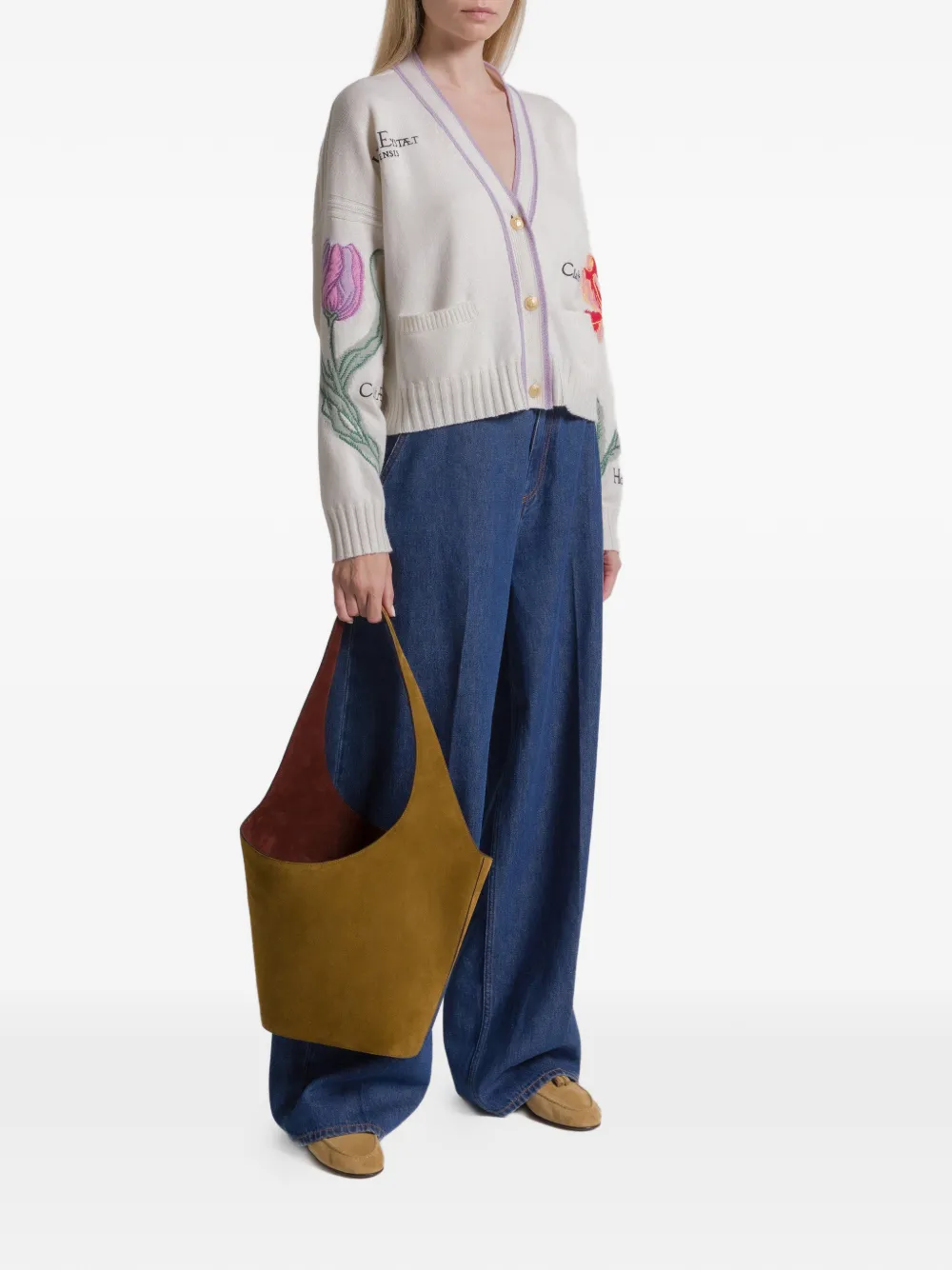  Alberta Ferretti Floral Embroidered Cardigan - Neutrals 