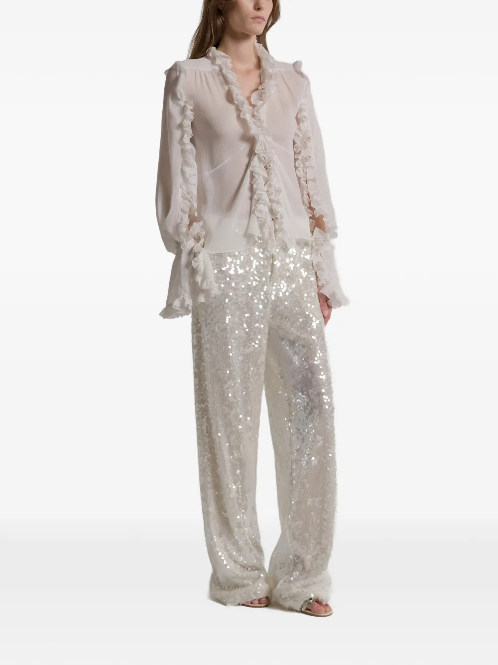Alberta Ferretti sequin trousers - Wit
