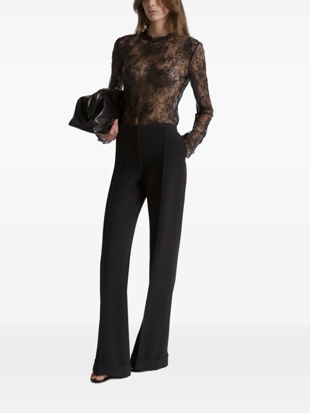 Alberta Ferretti lace sequin blouse - Zwart