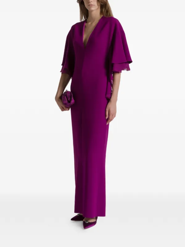 alberta ferretti purple dress Alberta Ferretti Ruffled V-neck Maxi Dress