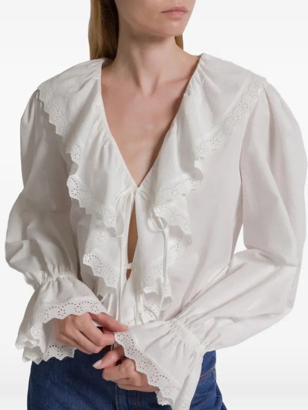 アルベルタ　フェレッティ　ブラウス Alberta Ferretti ラッフルカラー ブラウス | ホワイト | FARFETCH JP