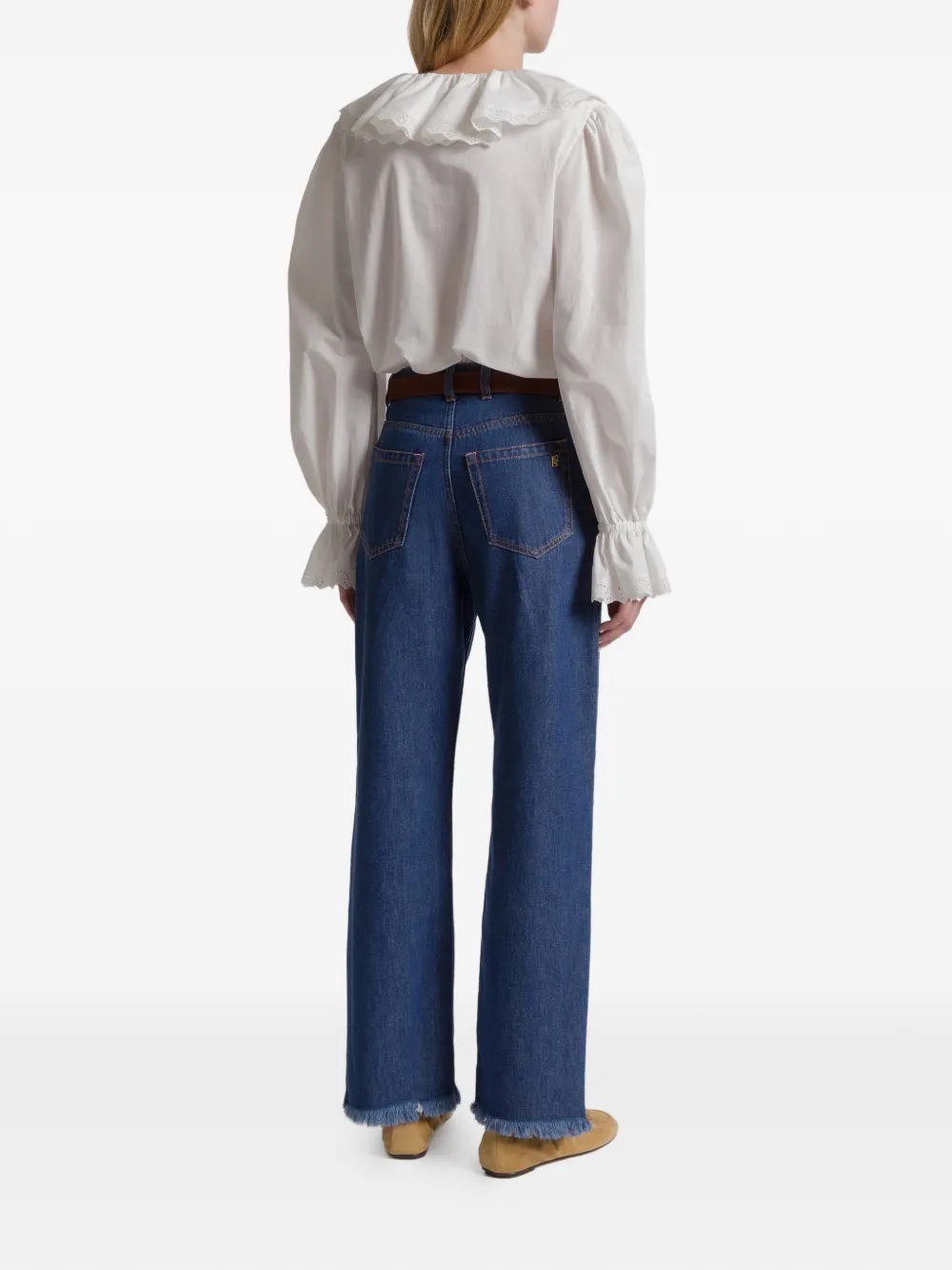 Alberta Ferretti Ruffled-collar Blouse In White