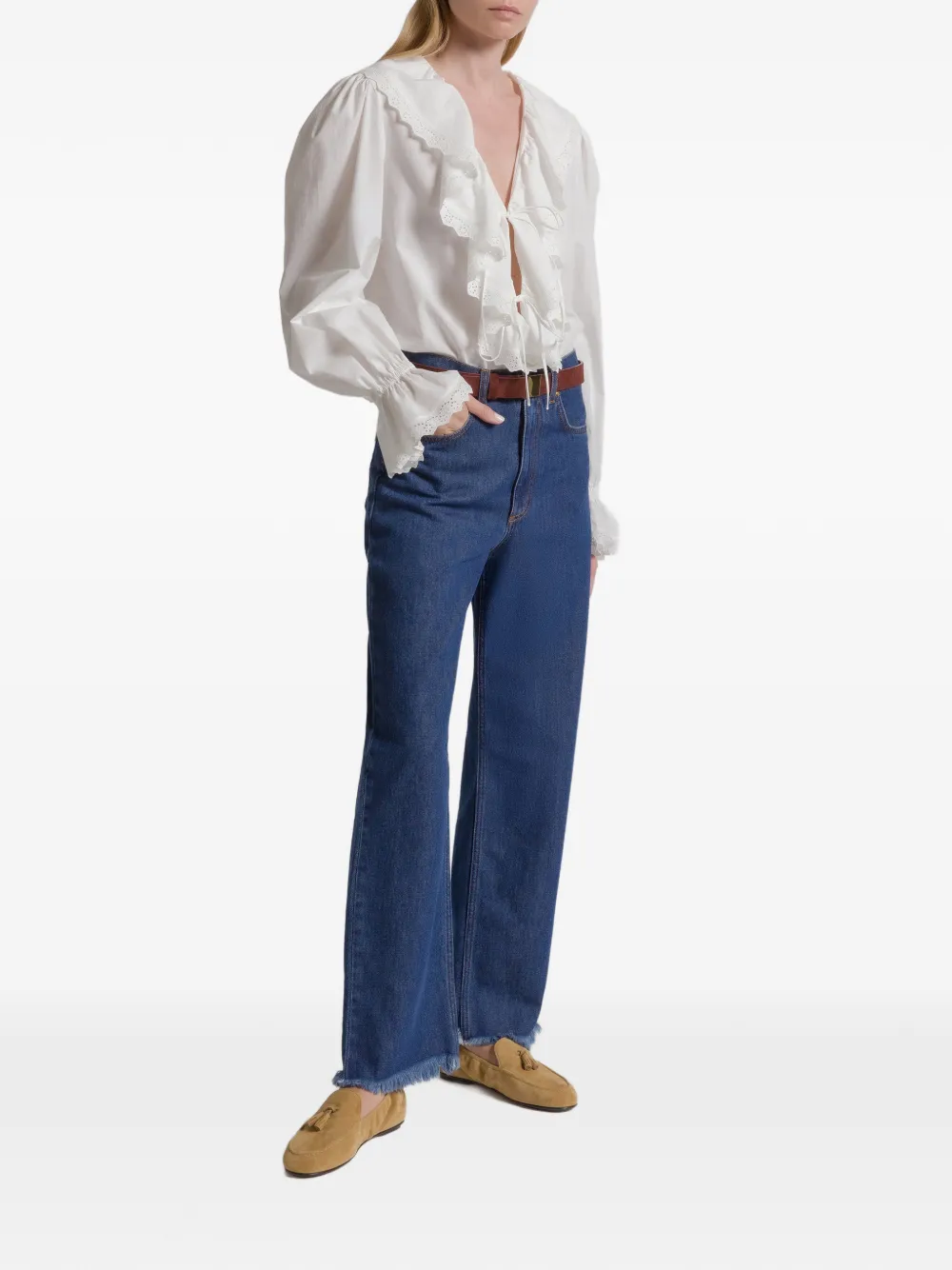 Alberta Ferretti ruffled-collar blouse - Wit