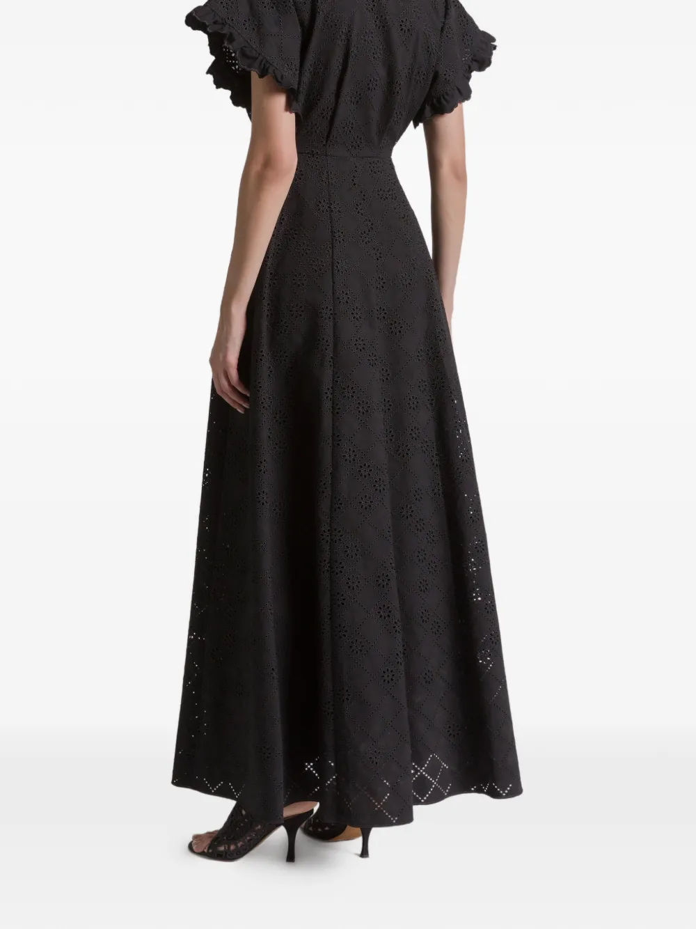 Alberta Ferretti Jurk met ruches en ringlets Zwart