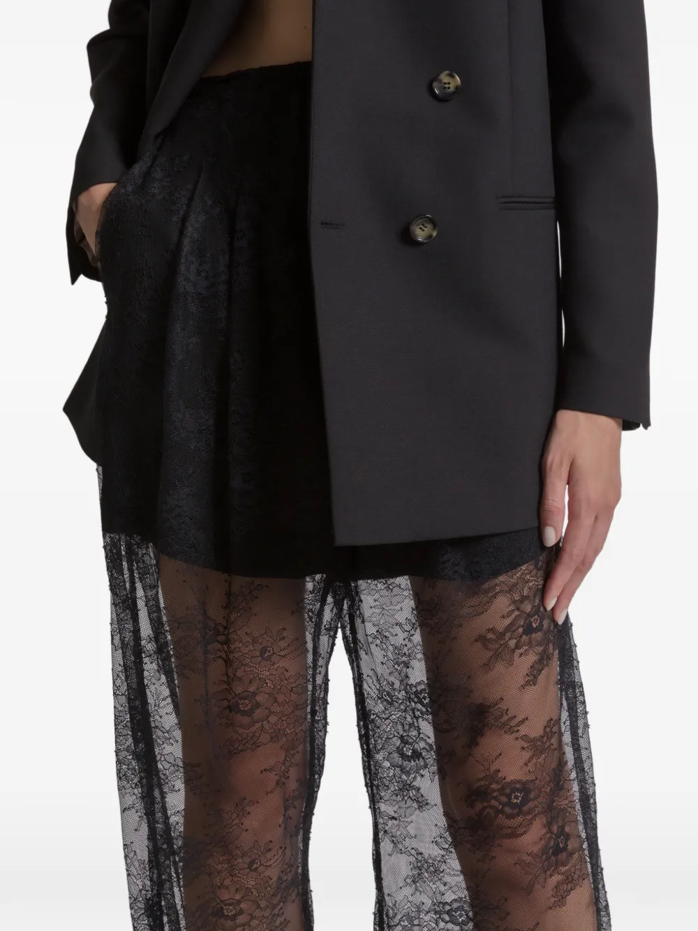 Alberta Ferretti Lace Trousers In Black