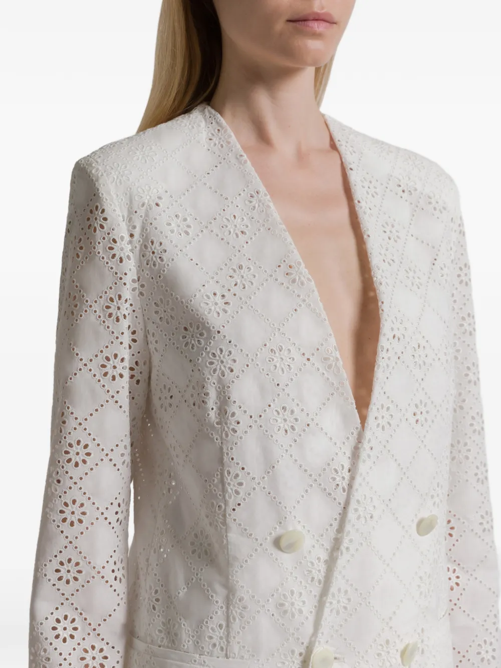 Alberta Ferretti Blazer met dubbele rij knopen en ringlets Wit