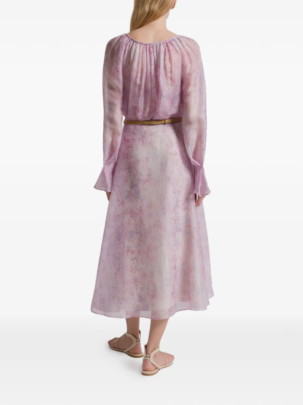 Alberta Ferretti Floral Long-sleeve Blouse In Purple