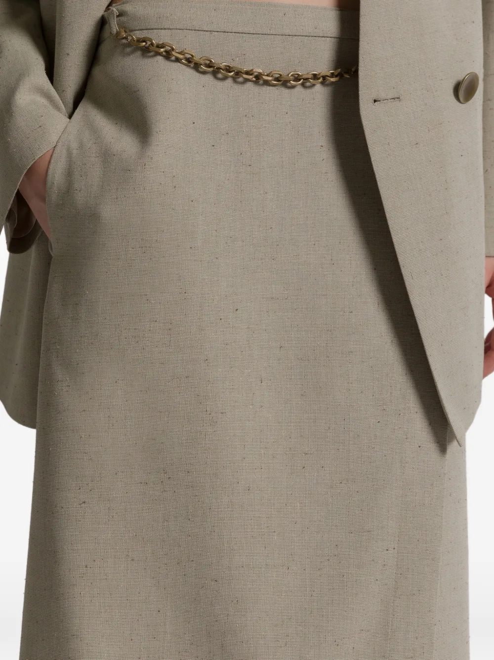 Alberta Ferretti Slit-detail Midi Skirt In Neutral