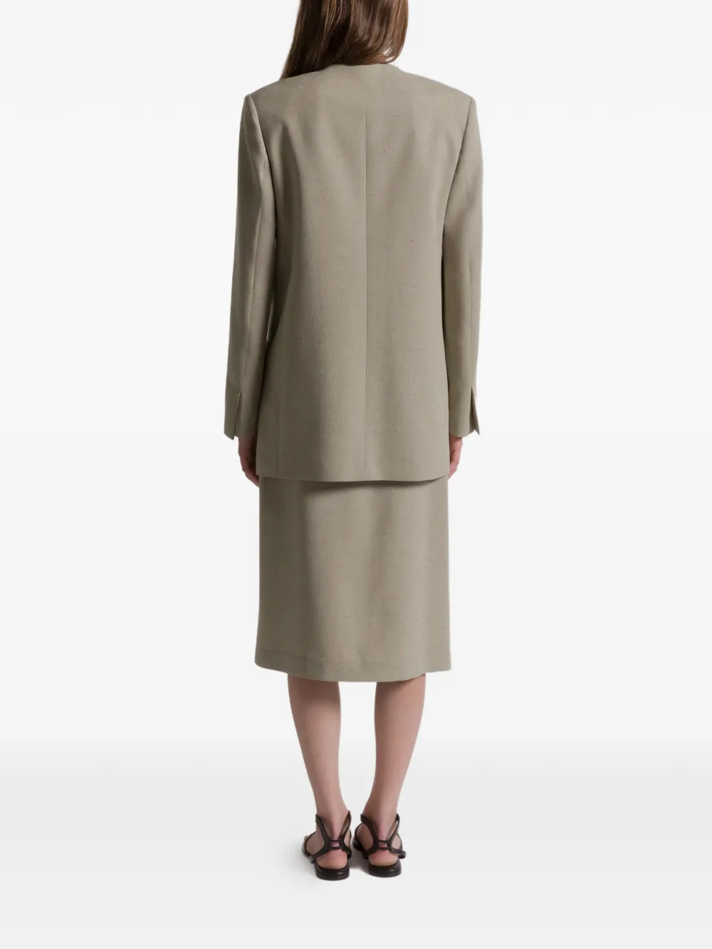 Alberta Ferretti Slit-detail Midi Skirt In Neutral