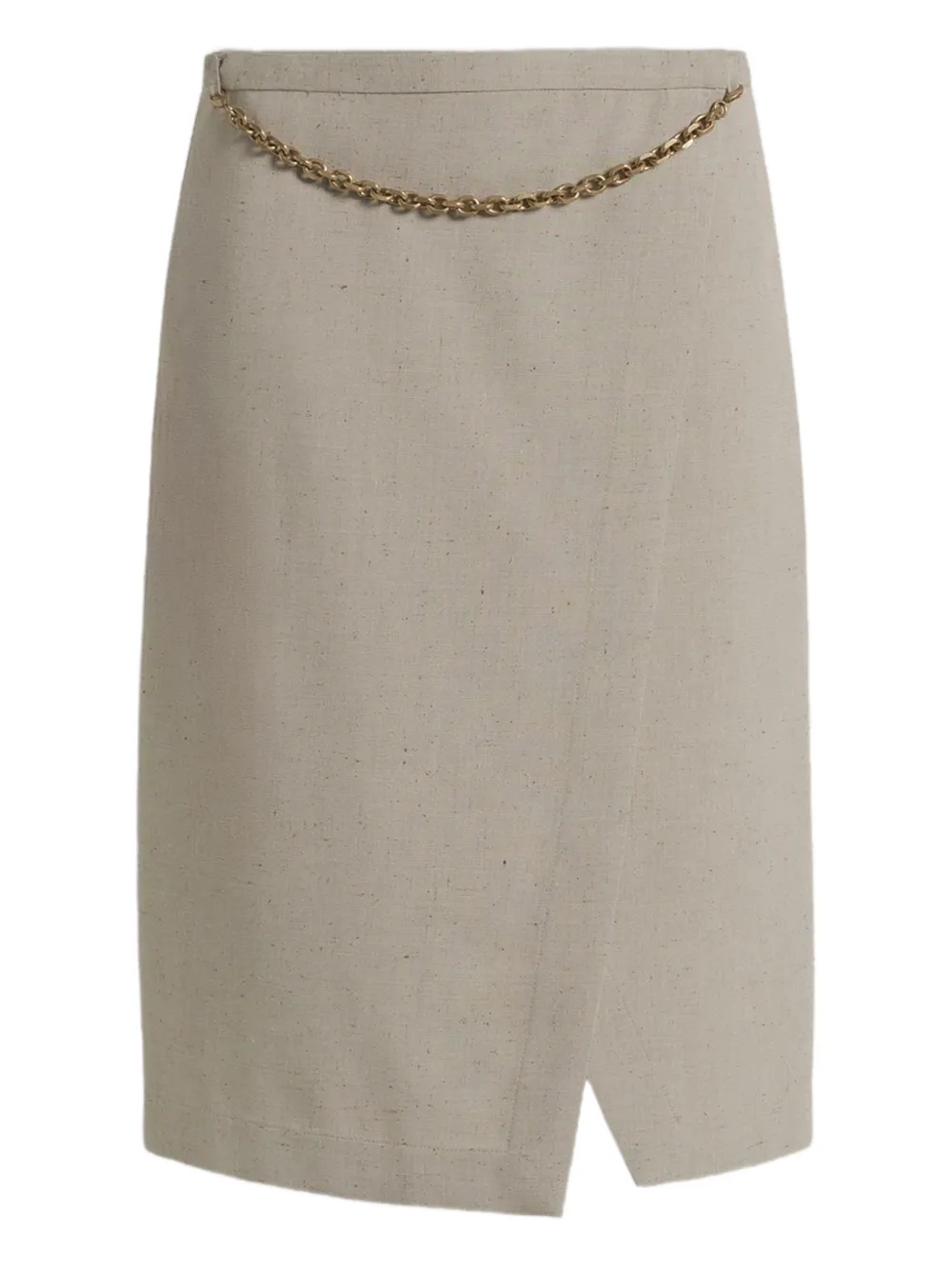 Alberta Ferretti Slit-detail Midi Skirt In Neutral