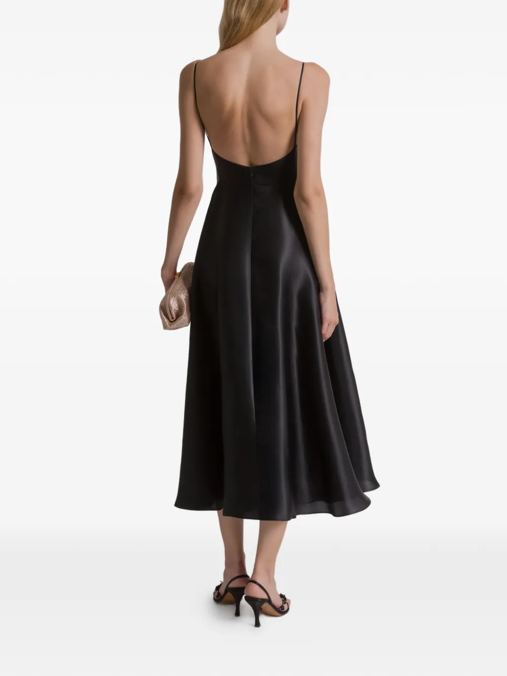 Alberta Ferretti Midi-jurk met spaghettibandjes Zwart
