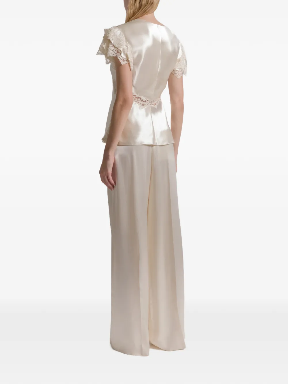  Alberta Ferretti Lace Ruffled Top - Neutrals 