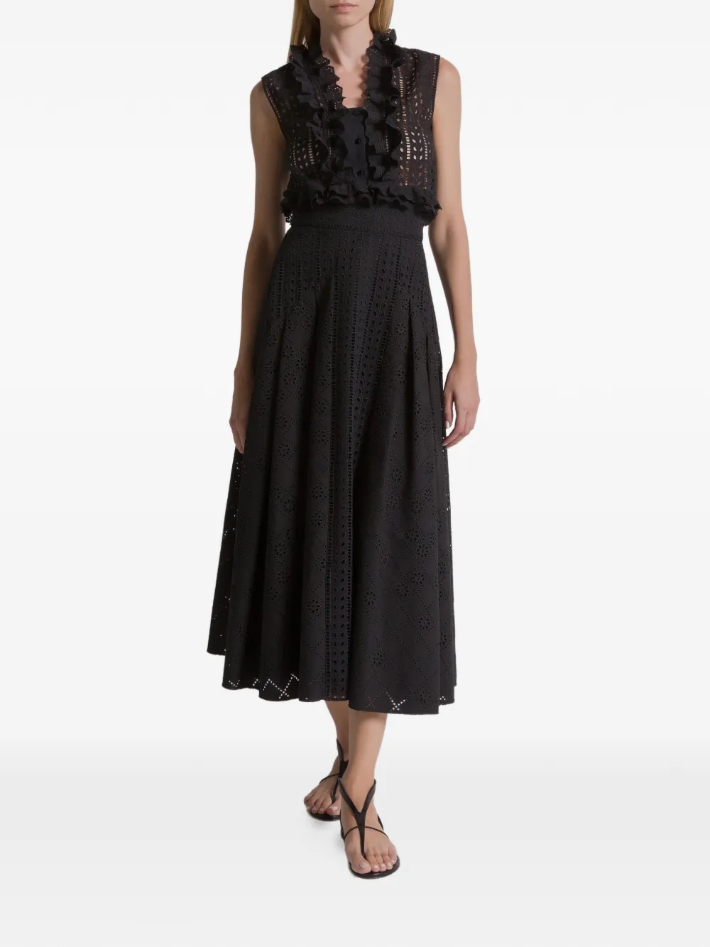 Alberta Ferretti Blouse met ruches en ringlets - Zwart