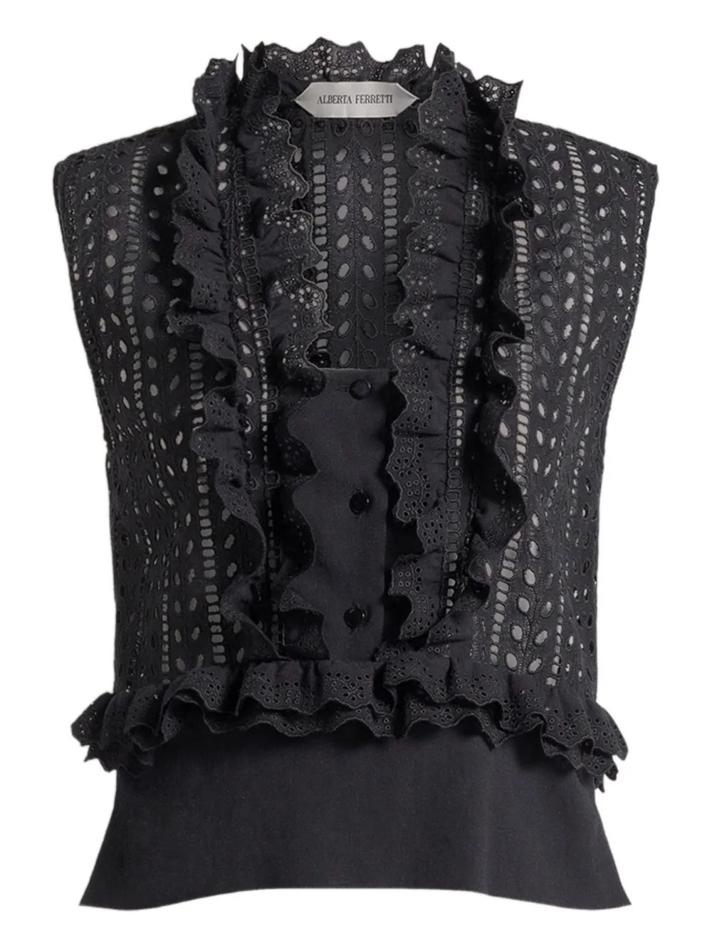 Alberta Ferretti Blusa con ruches - Nero