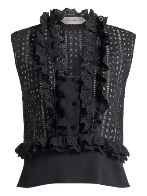 Alberta Ferretti ラッフル アイレット ブラウス