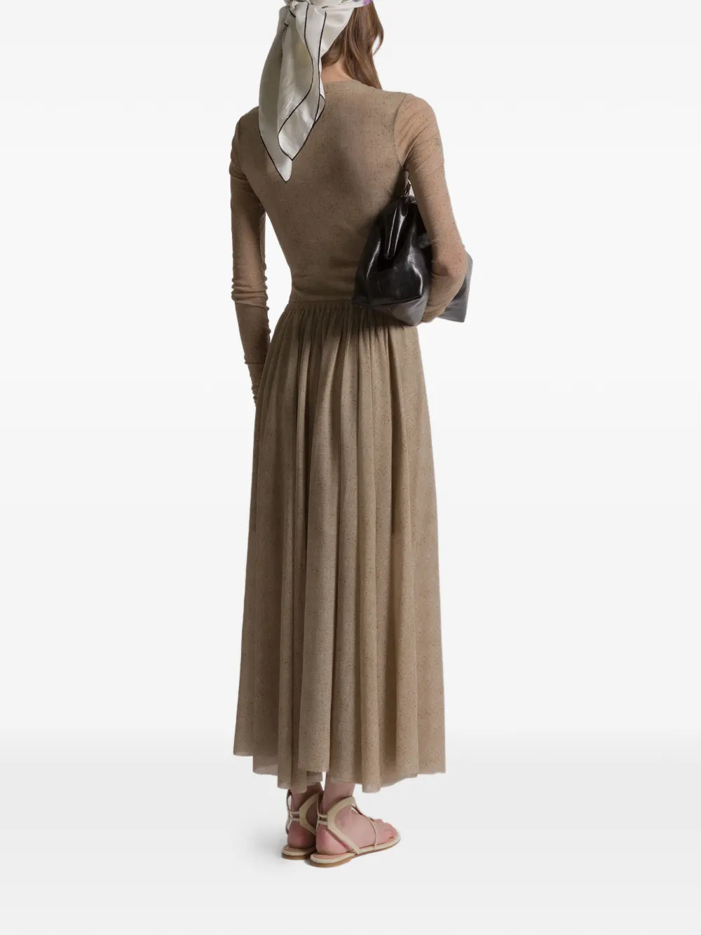 Alberta Ferretti Pleated Midi Skirt In Neutral