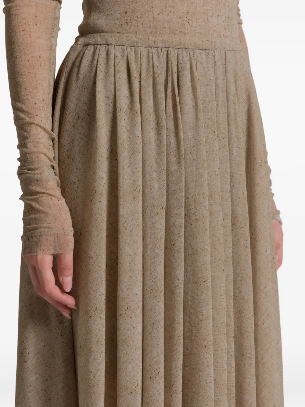 Alberta Ferretti Pleated Midi Skirt In Neutral