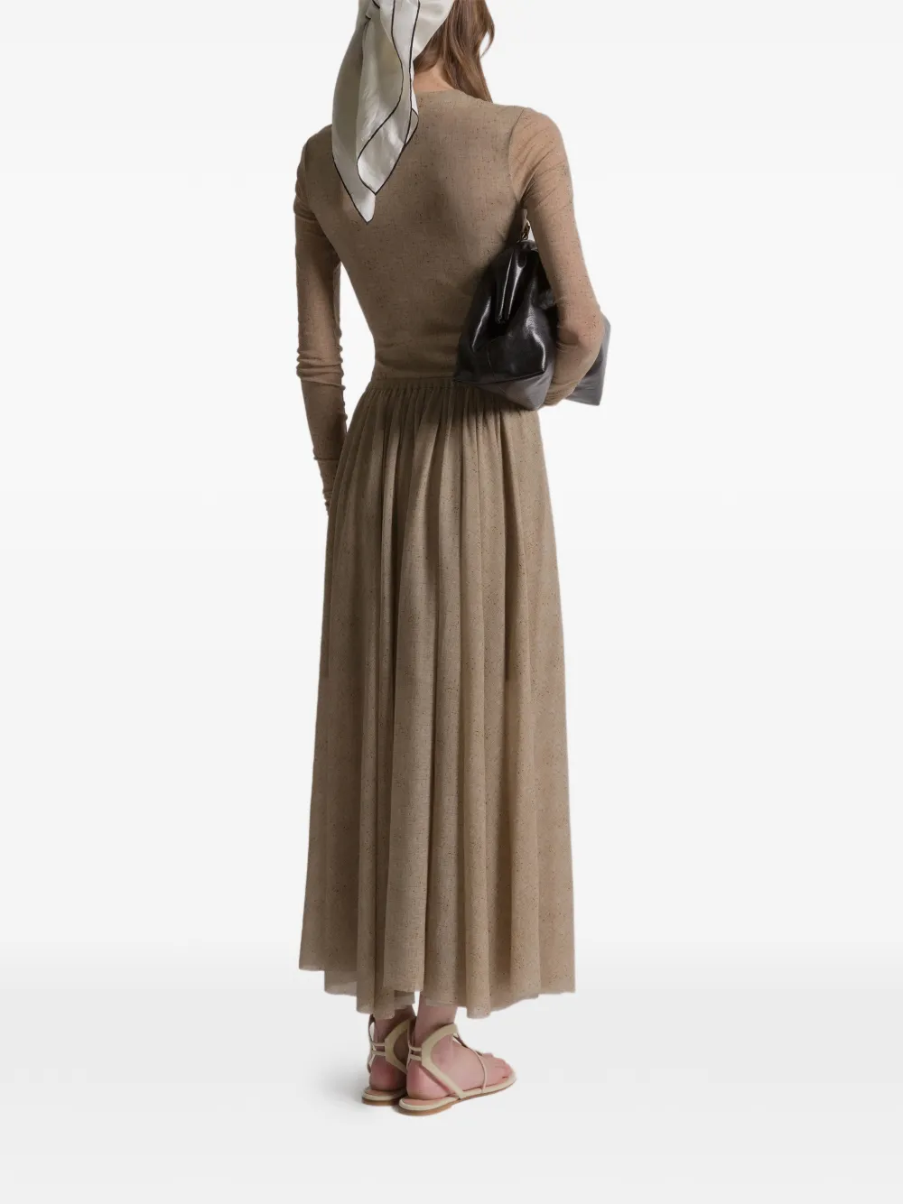 Alberta Ferretti pleated midi skirt Beige