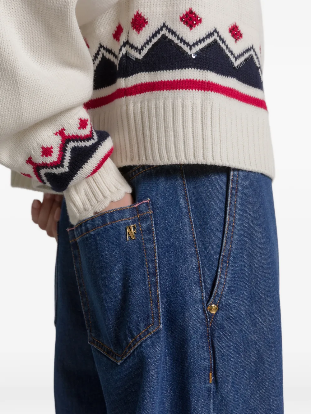 Alberta Ferretti Logo-detail Cotton Jeans In Blue